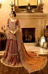 Bridal Orange Red Lehnga with Embroidery