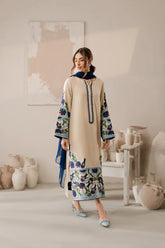 Elegant Beige Embroidered Lawn Suit for Women