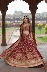 Embellished Red Bridal Lehnga Choli Pakistani Dress