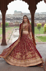 Embellished Red Bridal Lehnga Choli Pakistani Dress