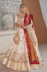 Pakistani Bridal Dress Golden White Lehenga Choli with Dupatta