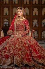 Pakistani Bridal Dress in Red Lehenga and Choli Style