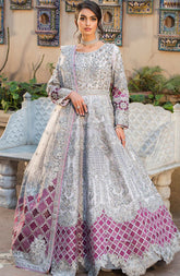 Elegant Silver Heavily Embellished Pishwas Pakistani Wedding Dress