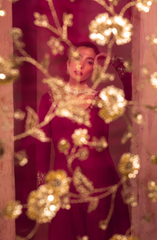 Plum Raw Silk Pishwaz with Organza Dupatta