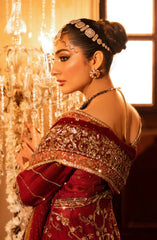 Regal Deep Crimson Bridal Lehenga with Tissue Dupatta