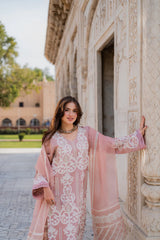 Rosé Elegance – Blush Pink Embroidered Kurta Set