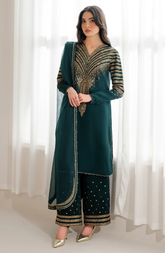 Raw Silk Embroidered 3 Piece Unstitched