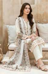 3 Piece Lawn Suit Elegant Embroidered Pastel Ensemble