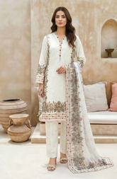 3 Piece Lawn Suit Elegant Embroidered Pastel Ensemble