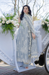 Premium Embroidered Lawn 3Pc Suit – Powder Blue Elegance