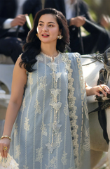 Premium Embroidered Lawn 3Pc Suit – Powder Blue Elegance