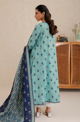 Elegant Aqua Printed Lawn Suit