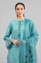 3 Piece - Digital Printed Embroidered Suit