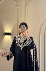 Elegant Black Embroidered 3-Piece Suit
