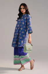 Printed Crosshatch Shirt with Floral Pattern
