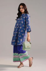 Printed Crosshatch Shirt with Floral Pattern