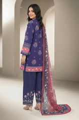 Blue Printed Lawn Suit with Cambric Bottom