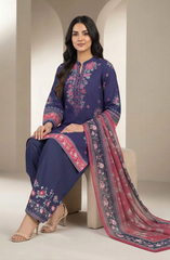 Blue Printed Lawn Suit with Cambric Bottom