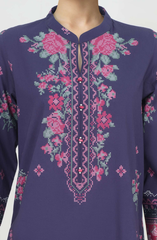 Blue Printed Lawn Suit with Cambric Bottom
