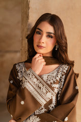 Elegant Brown Karandi Suit Festive Wear