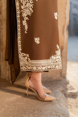 Elegant Brown Karandi Suit Festive Wear