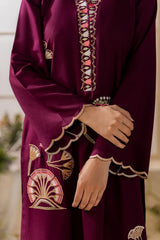 Elegant Maroon Embroidered 3 Piece Suit for Women