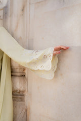 Elegant Pastel Yellow Embroidered 3 Piece Suit for Women