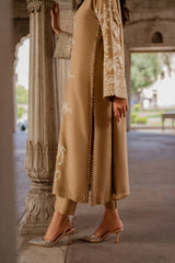 Golden Beige Embroidered Elegance – Traditional Luxury Lawn Suit