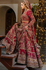 Pakistani Bridal Dress in Red Lehenga and Choli Style