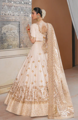 Pakistani Bridal Dress Golden White Lehenga Choli with Dupatta