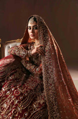 Pakistani Bridal Dress in Maroon Gold Farshi Gharara Set