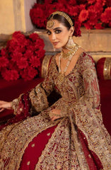 Pakistani Bridal Dress in Open Pishwas Lehenga Style
