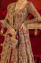 Pakistani Bridal Dress in Open Pishwas Lehenga Style