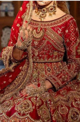 Pakistani Bridal Dress in Red Lehenga and Choli Style