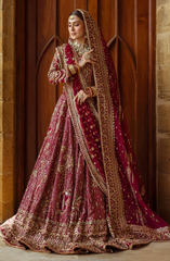 Pakistani Bridal Outfit in Plum Lehenga Choli Style