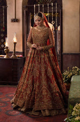 Red Bridal Dress in Pishwas Frock and Lehenga Style