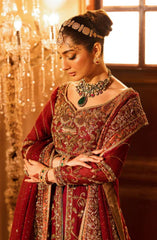 Regal Deep Crimson Bridal Lehenga with Tissue Dupatta