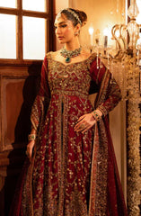 Regal Deep Crimson Bridal Lehenga with Tissue Dupatta