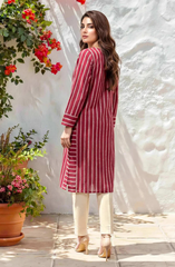 Elegant Maroon Striped Lawn Kurti with Trouser