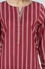 Elegant Maroon Striped Lawn Kurti with Trouser