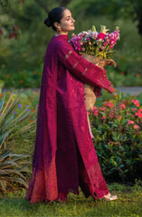 Elegant Magenta Embroidered 3 Piece Suit for Women