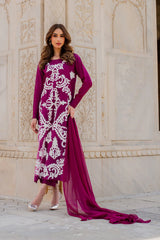 Zarmina – Magenta Embroidered Luxury Pret Set