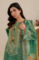 3 Piece Lawn Suit Vibrant Green Printed Ethnic Ensemble