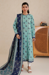 Elegant Aqua Printed Lawn Suit
