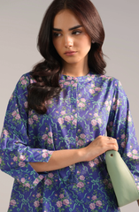 Printed Crosshatch Shirt with Floral Pattern