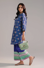 Printed Crosshatch Shirt with Floral Pattern